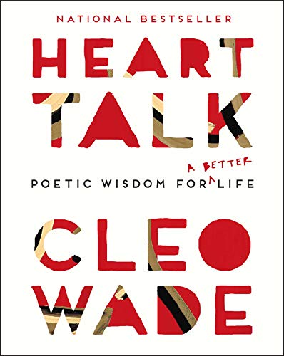 Book cover: "Heart Talk" by Cleo Wade, red and white text design.
