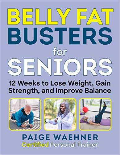 Book cover with seniors exercising, titled "Belly Fat Busters for Seniors.