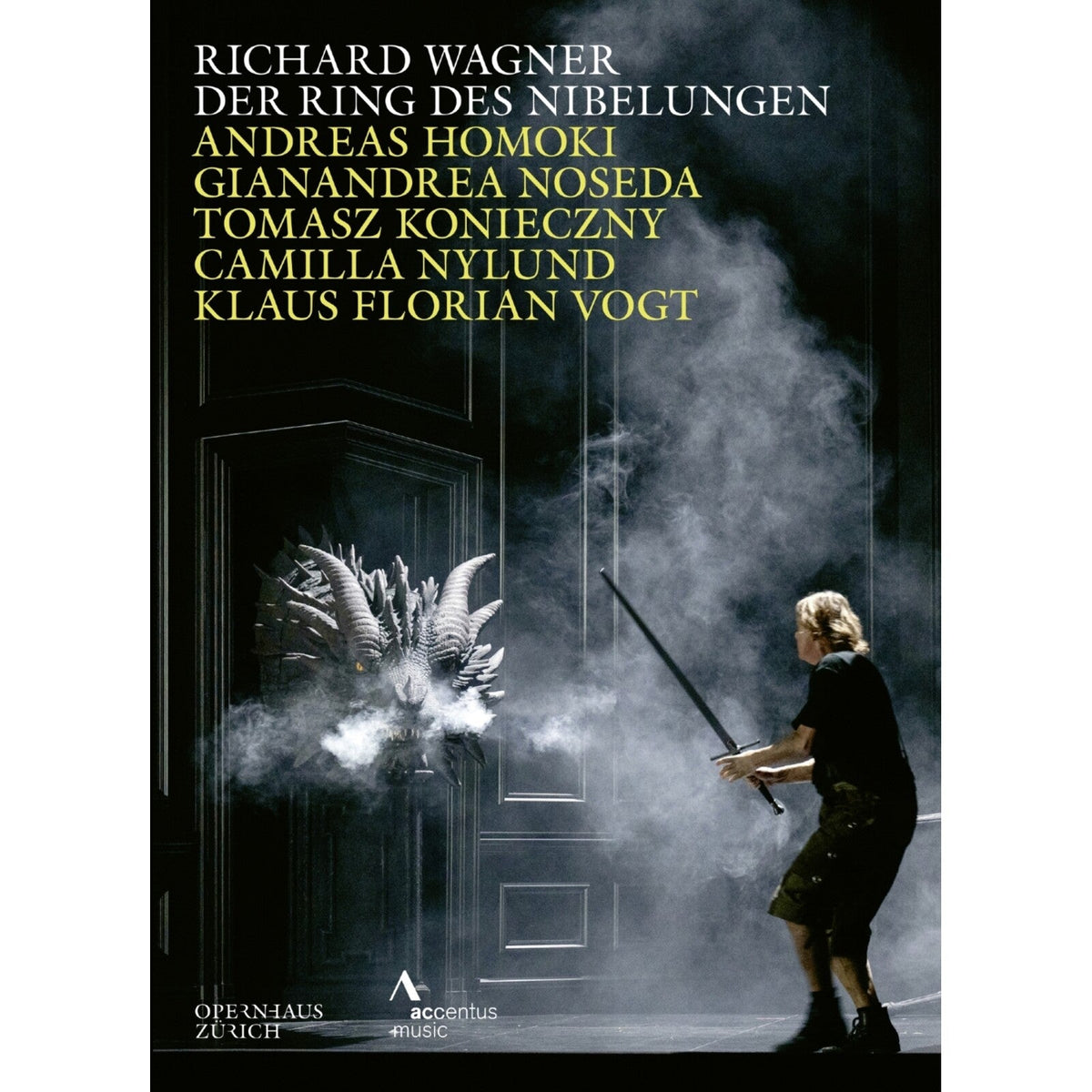 DVD cover for Wagner’s “Der Ring Des Nibelungen” opera, featuring a dragon.