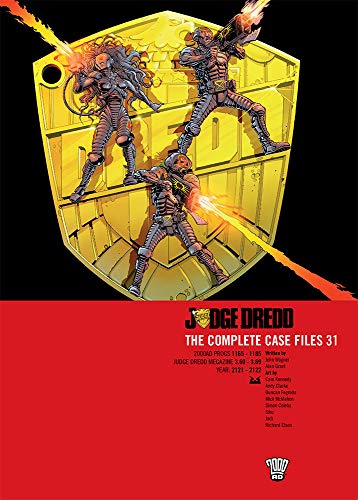 Cover of "Judge Dredd: Case Files 31" featuring robotic figures in action.