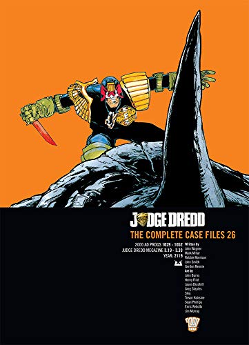 Judge Dredd comic book cover featuring a robotic hand and imposing silhouette.