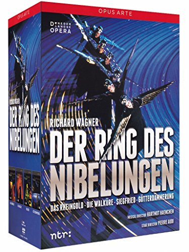 "Wagner's Der Ring des Nibelungen DVD box set with blue cover and opera performers."
