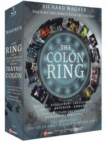 Blu-ray box set for Wagner’s “Ring” opera, featuring a circular image collage.