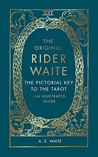 Book cover featuring gold serpent design and “The Pictorial Key To The Tarot” title.