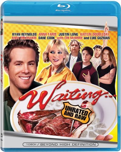 Waiting..." Blu-ray cover featuring cast members and a steak dinner plate.