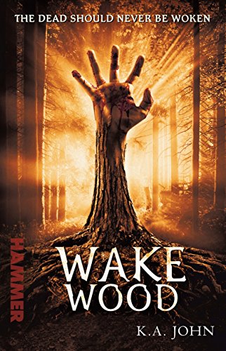 Book cover: bloody hand emerging from a tree in a dark forest.