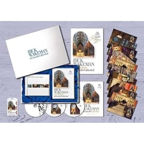 Rick Wakeman "At Lincoln Cathedral" CD package with multiple discs and booklets.