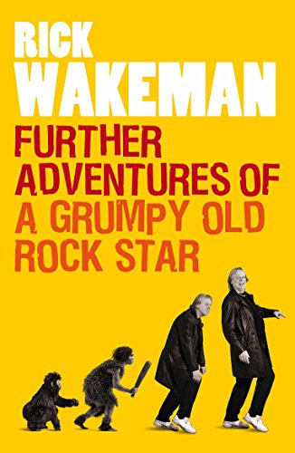 Book cover: Rick Wakeman with figures including a chimpanzee and two men.