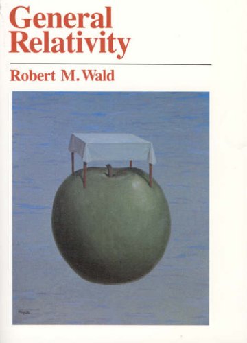Book cover for "General Relativity" featuring an apple with a draped table.