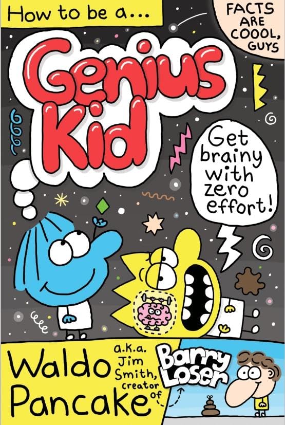 Book cover with cartoon characters, titled How to be a Genius Kid.