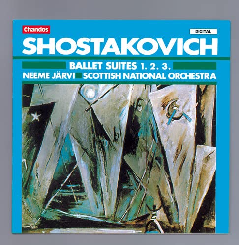 CD cover for Shostakovich ballet suites, abstract blue and white design.