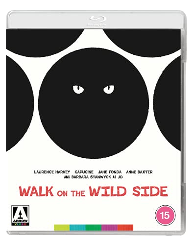 Blu-ray cover with black circles, cat-like eyes, and film title Walk on the Wild Side.