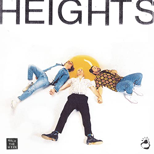Walk The Moon "Heights" CD cover with three men and a yellow sun.