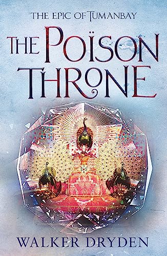 Book cover: "The Poison Throne" with a cracked jewel and peacocks.
