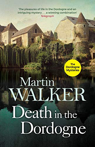 Book cover shows a stone chateau reflected in a river with title text overlaid.