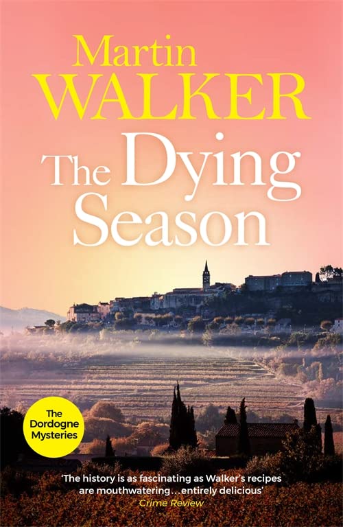 Book cover showing a misty French village at sunset with yellow and white text.