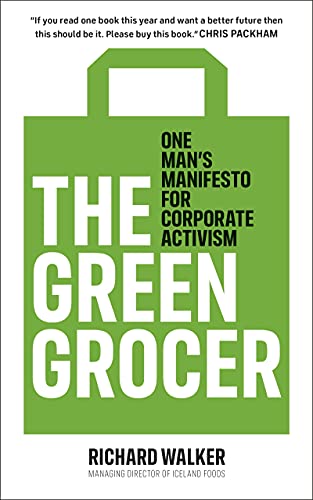 Book cover: "The Green Grocer" with a green shopping bag design.