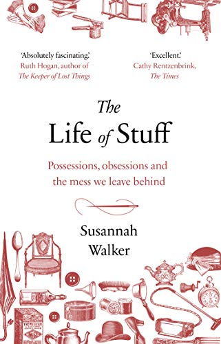 Book cover with illustrations of vintage objects and red text.