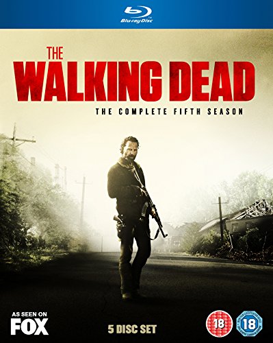 The Walking Dead Season 5 Blu-ray cover featuring Rick Grimes with a rifle.