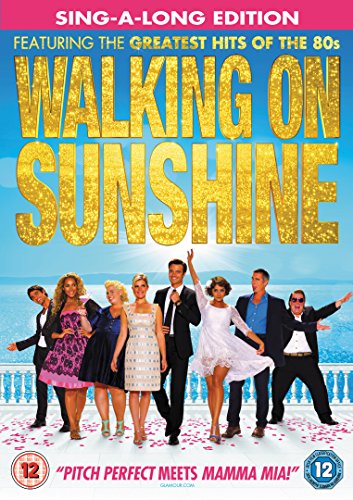 DVD cover for Walking On Sunshine featuring a cast standing against a coastal background.