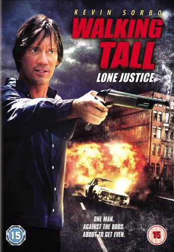 Kevin Sorbo holds a shotgun in front of an exploding car on a DVD cover.