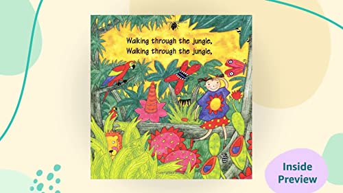 Children’s book cover depicting a girl and colorful jungle animals.