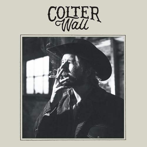 Black and white album cover featuring Colter Wall with a cigarette.