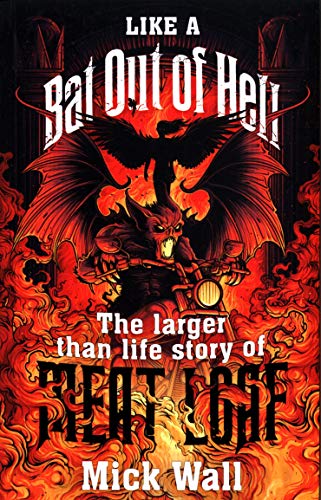 Book cover: fiery illustration of a bat-winged figure on a motorcycle.