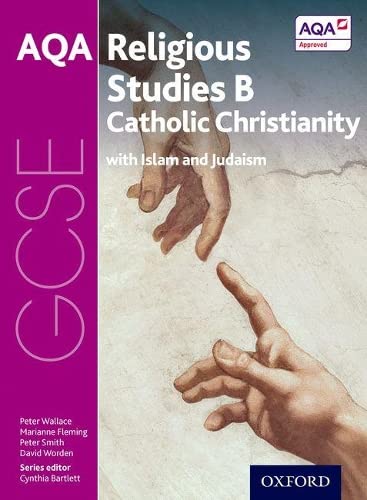 Textbook cover: "GCSE Religious Studies" with hands reaching towards each other.