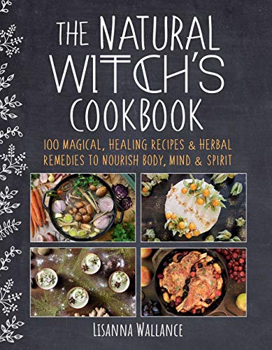 Book cover with title, floral design, and images of food and herbs.