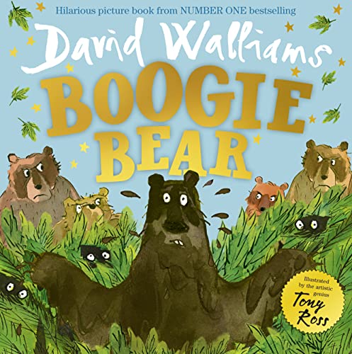 Book cover featuring illustrated bears in green grass, titled "Boogie Bear".