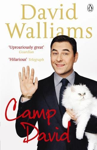 "Book cover featuring David Walliams holding a white cat, waving, against a white background."
