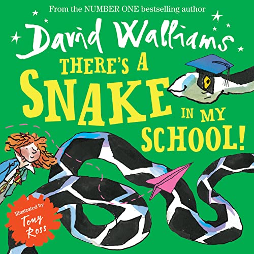 Book cover: a large snake in a school with a girl and paper plane.