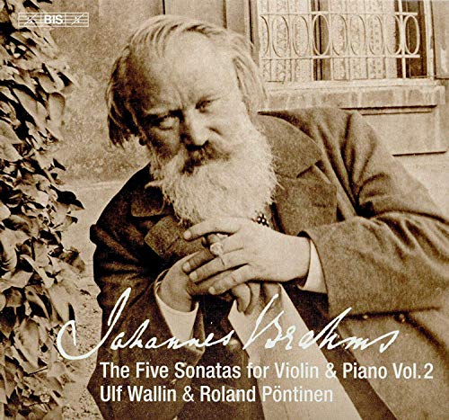 CD cover featuring a sepia-toned portrait of composer Johannes Brahms.