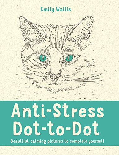 Dot-to-dot book cover featuring a cat’s face with teal eyes.