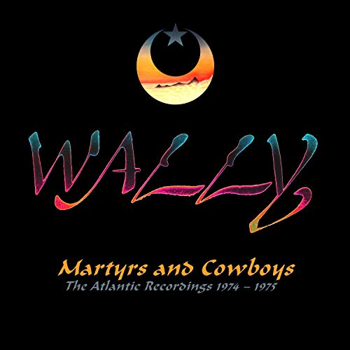 Album cover with "WALLY" and "Martyrs and Cowboys" text under a crescent moon.