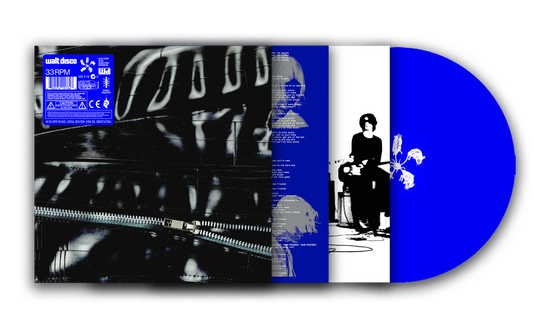 Walt Disco album cover: blue, black and white abstract imagery, vinyl record.