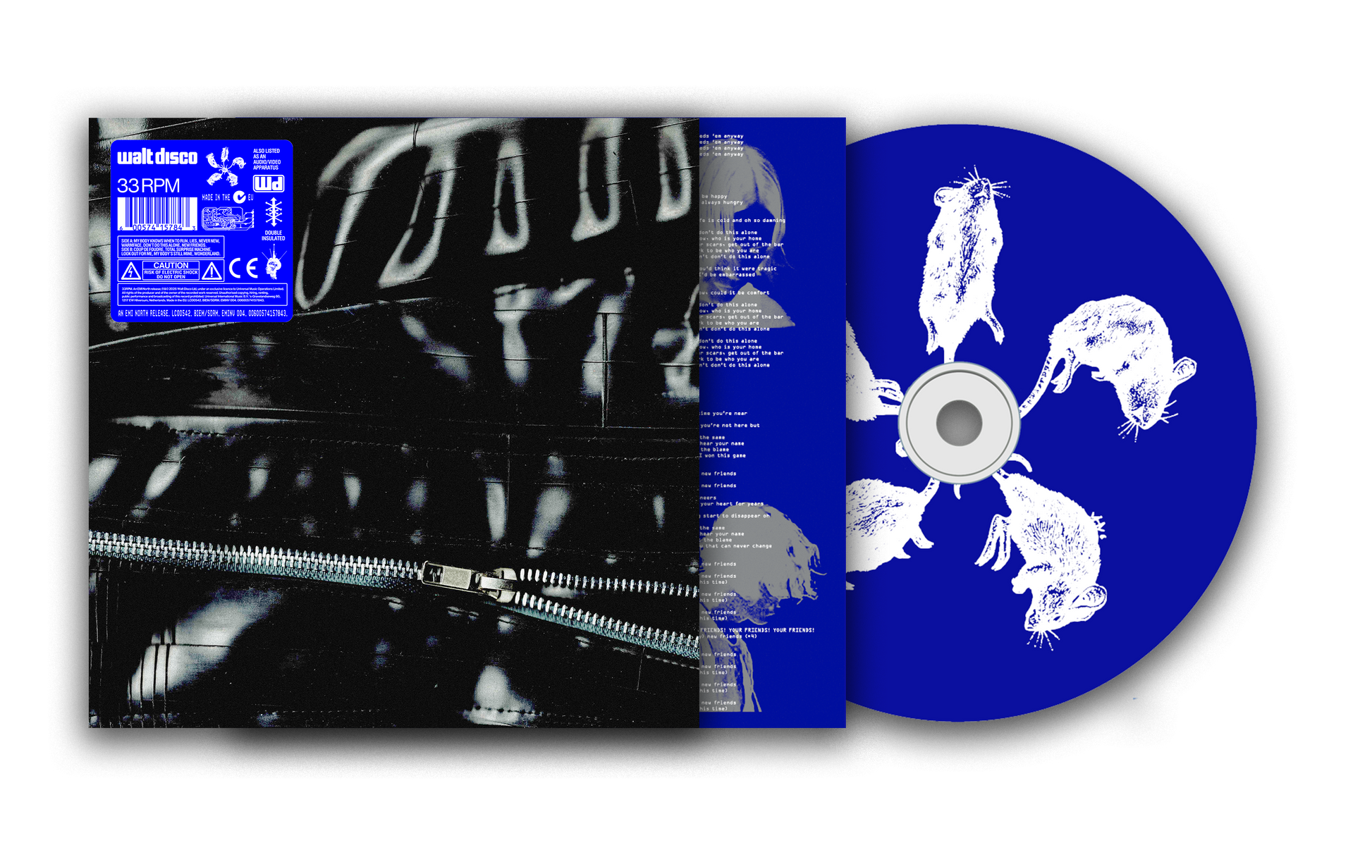 Walt Disco CD case and disc with blue background and rat imagery.