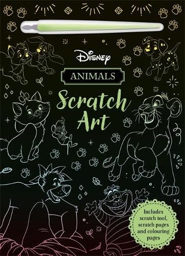 Disney animals scratch art book with tool, scratch pages, and coloring.
