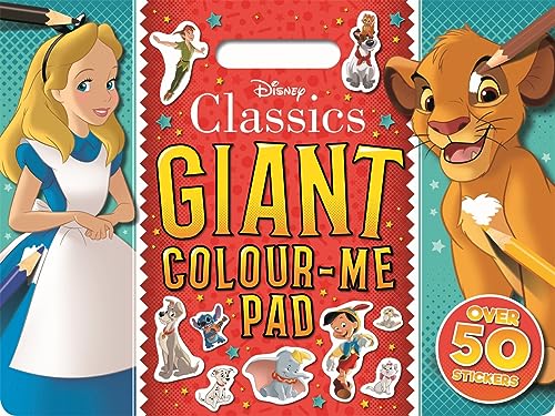 Disney Classics colour-me pad featuring Alice, Peter Pan, Simba, and other characters.