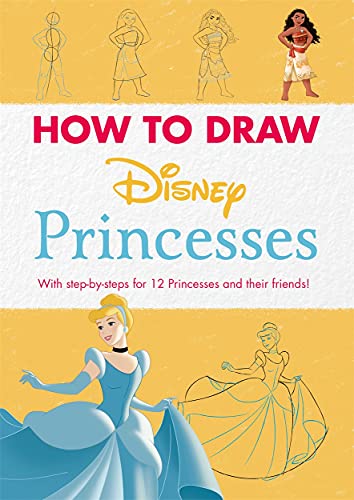 Book cover: "How to Draw Disney Princesses" with drawing examples.