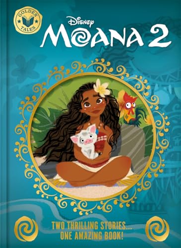 Moana and Pua within an ornate golden frame on a teal cover.