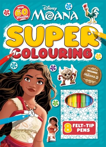 Moana colouring book with stickers and eight felt-tip pens included.