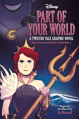 Ariel with a trident, facing Ursula, on a graphic novel cover.