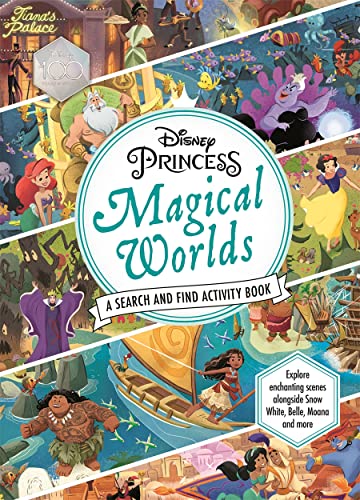 Disney Princess activity book cover featuring multiple characters and colorful scenes.