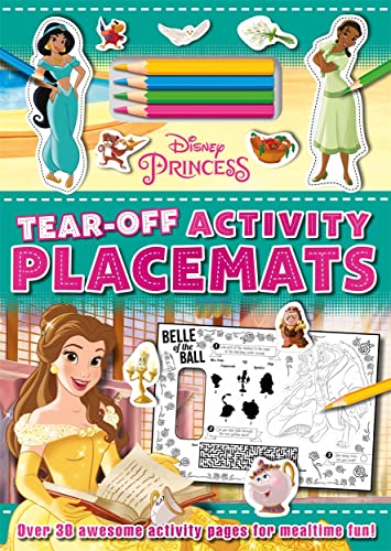 Disney Princess activity placemats with coloring pages and stickers.