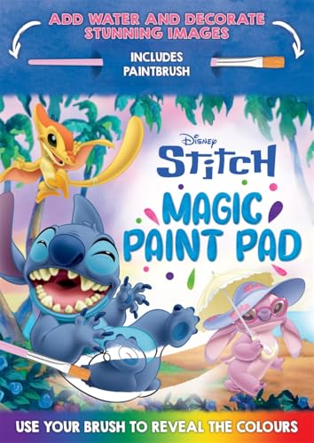 Disney’s Stitch Magic Paint Pad with paintbrush and colorful characters.