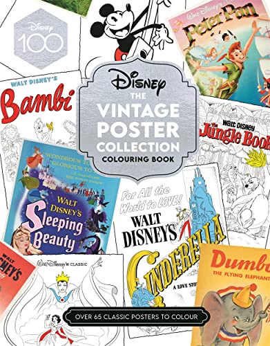 Disney coloring book cover featuring vintage poster art of classic characters.