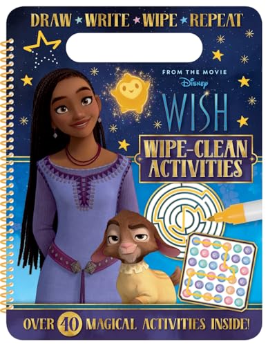 Disney Wish" wipe-clean activity book featuring Asha and Valentino.