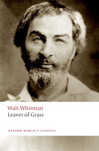 Book cover featuring a sepia portrait of Walt Whitman above the title Leaves of Grass.
